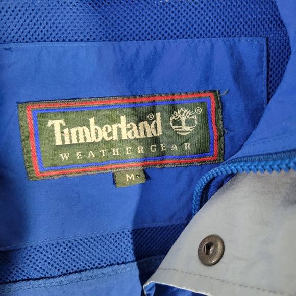 Mens Timberland Weathergear Jacket Fold away Hood 4 Zip Pockets Size Medium - Picture 15 of 16